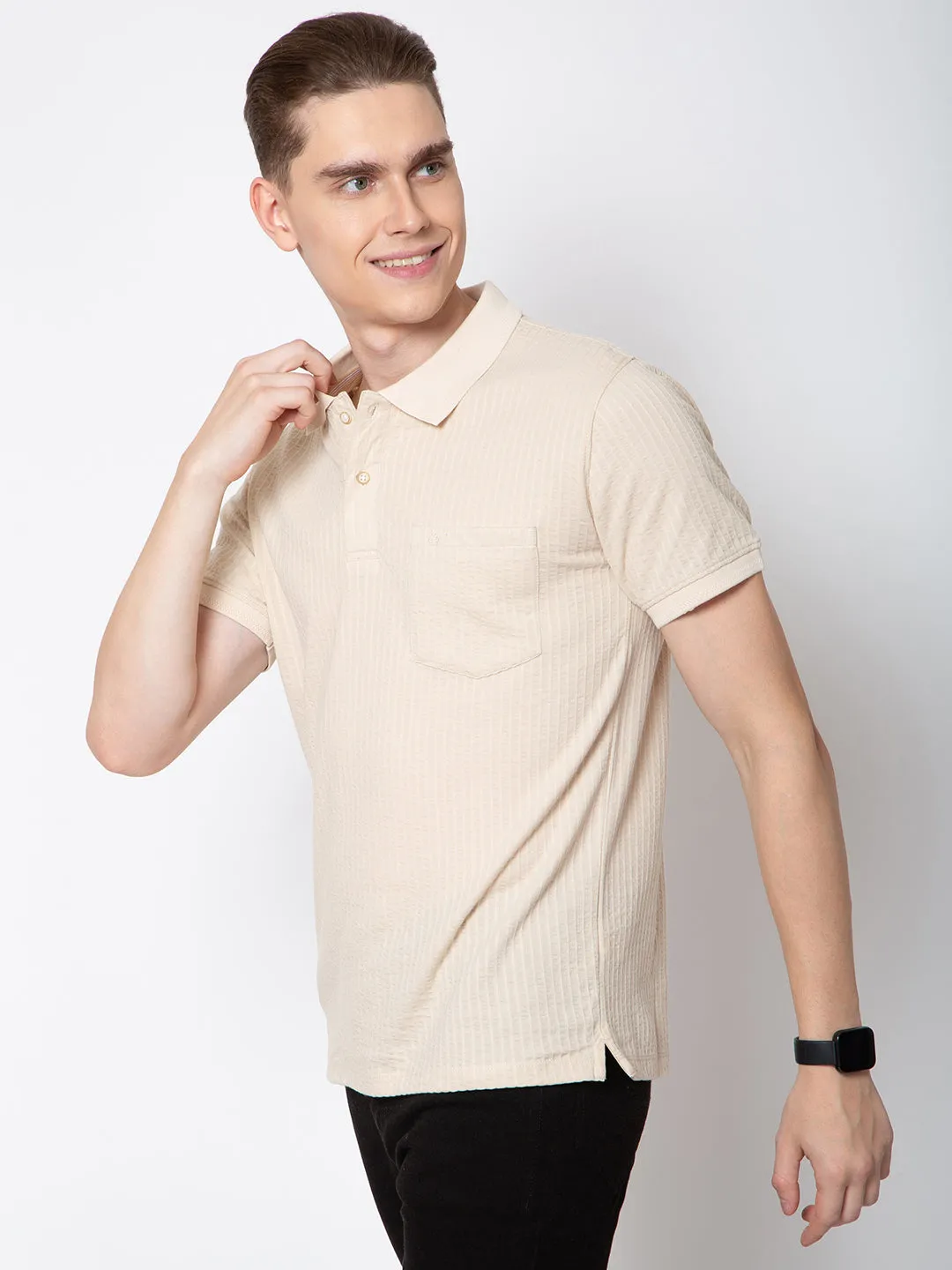 Men Polo Neck Jaquard Tshirt
