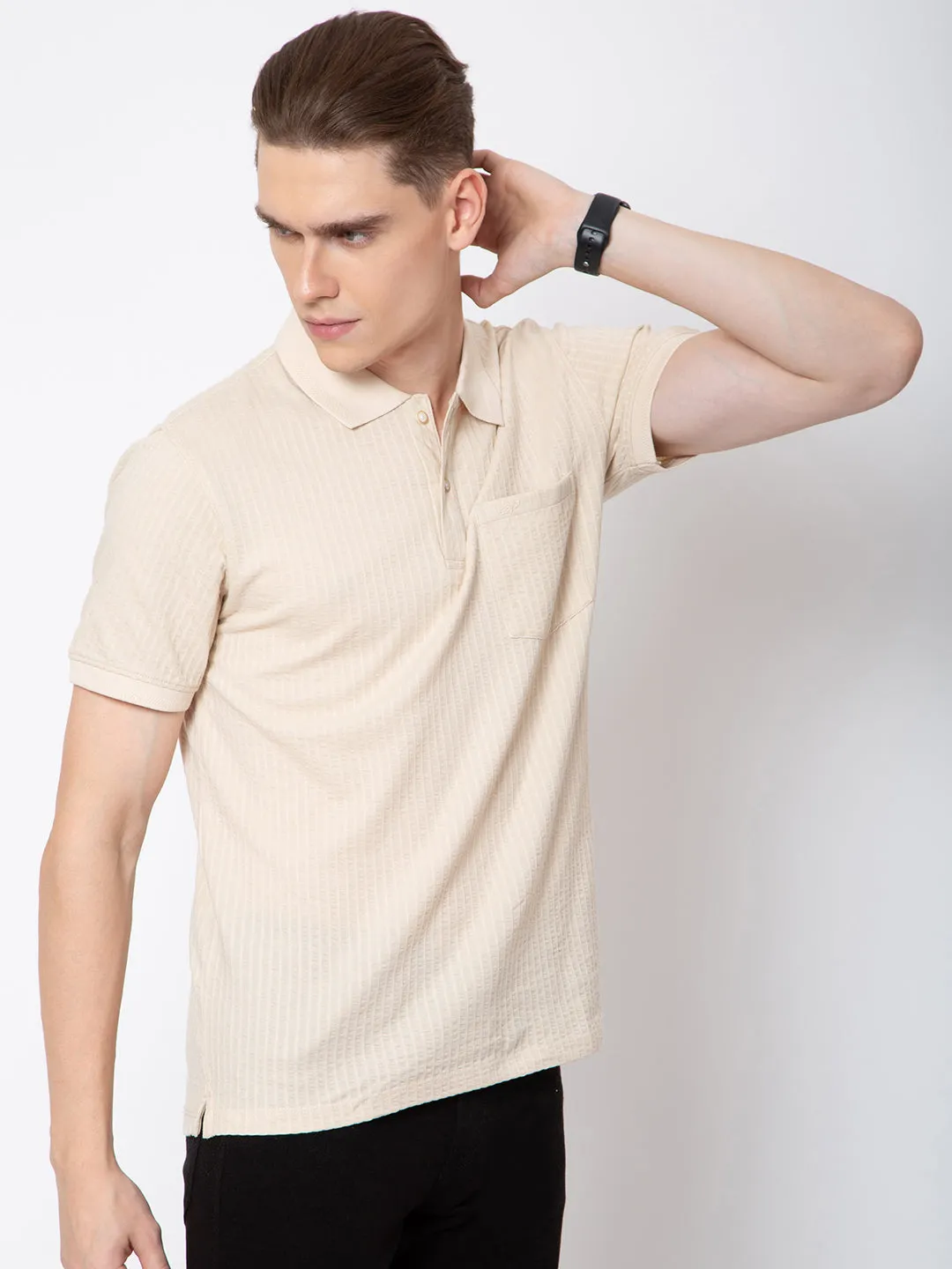 Men Polo Neck Jaquard Tshirt
