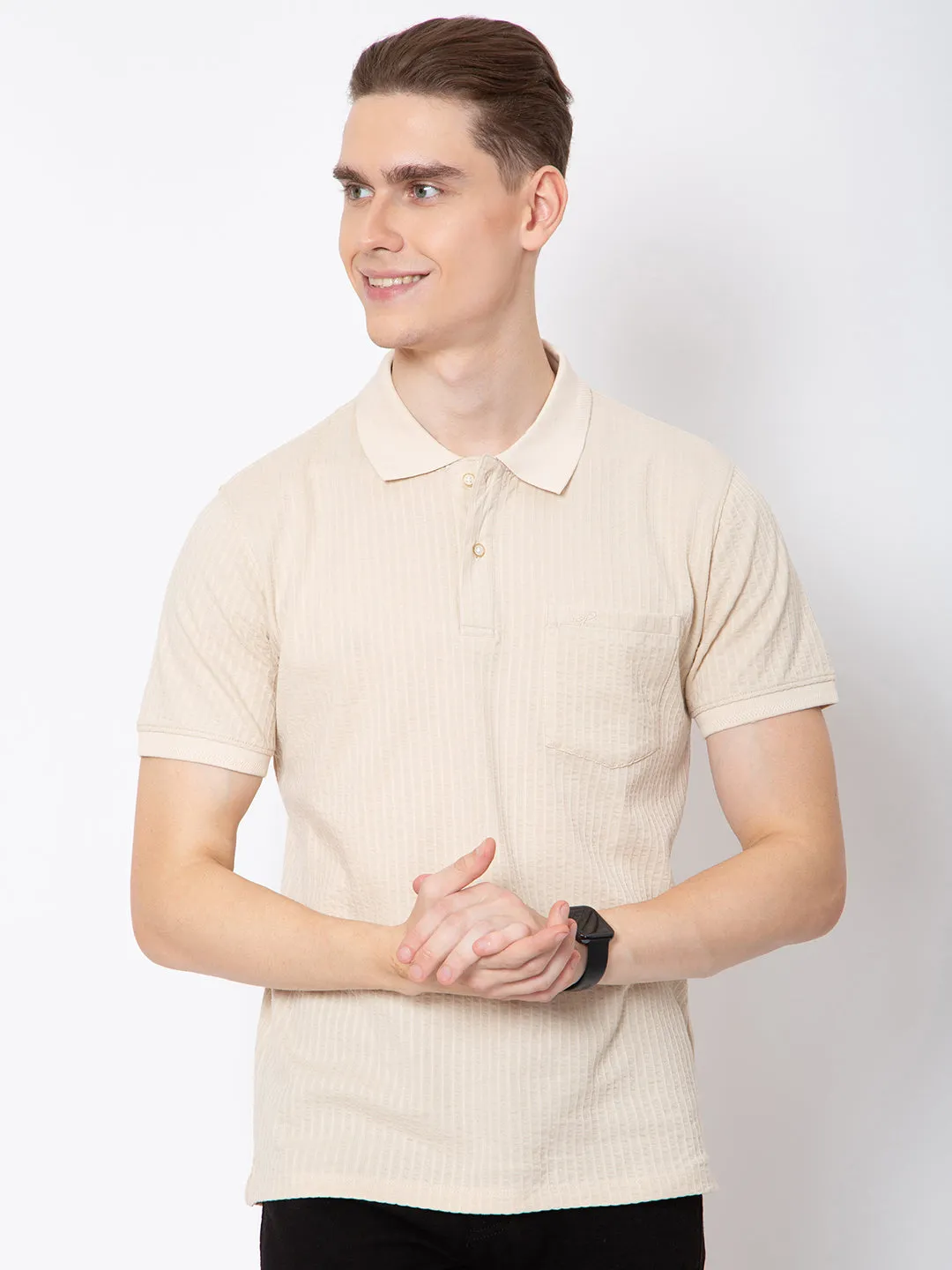 Men Polo Neck Jaquard Tshirt