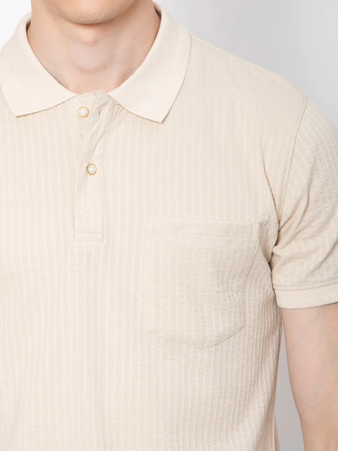 Men Polo Neck Jaquard Tshirt