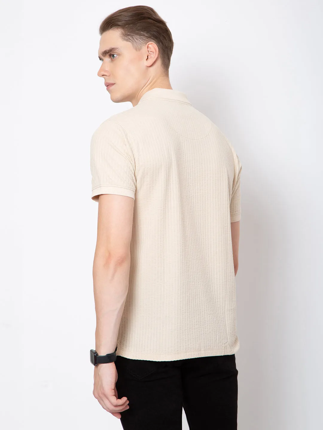 Men Polo Neck Jaquard Tshirt
