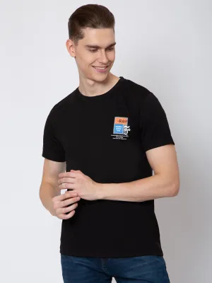 Men Round Neck Front And Back Print Tshirt