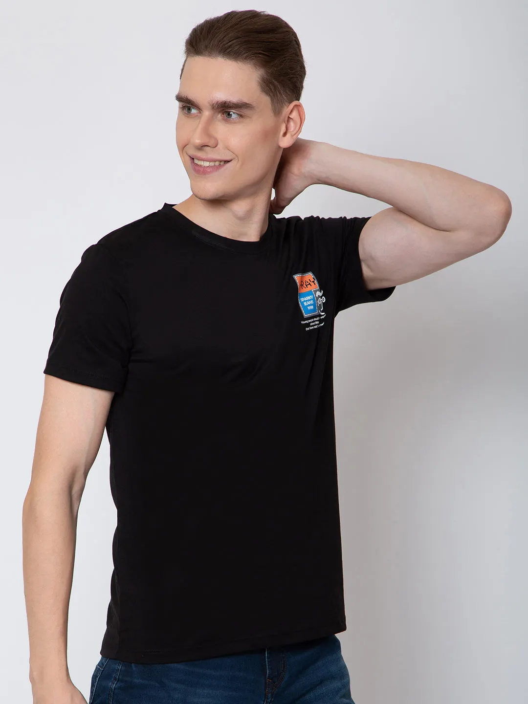 Men Round Neck Front And Back Print Tshirt