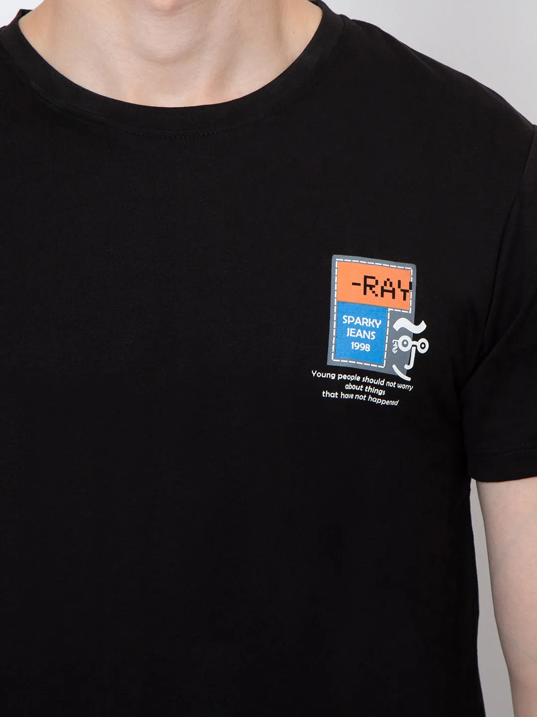 Men Round Neck Front And Back Print Tshirt