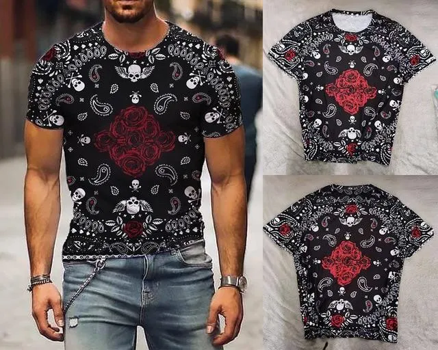 Men Vintage Printed Crew Neck T Shirts