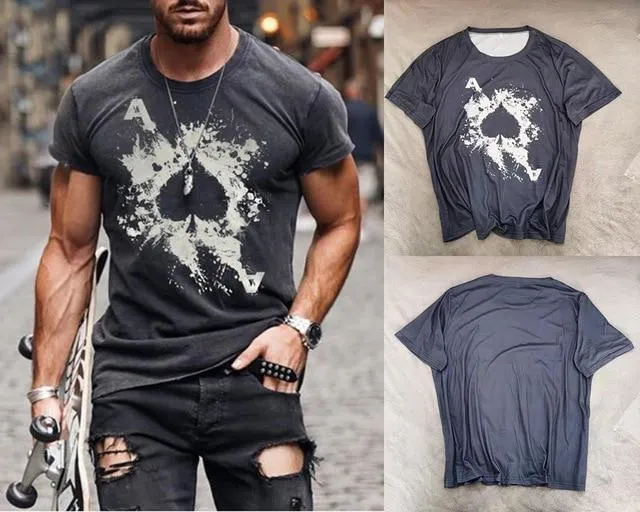 Men Vintage Printed Crew Neck T Shirts