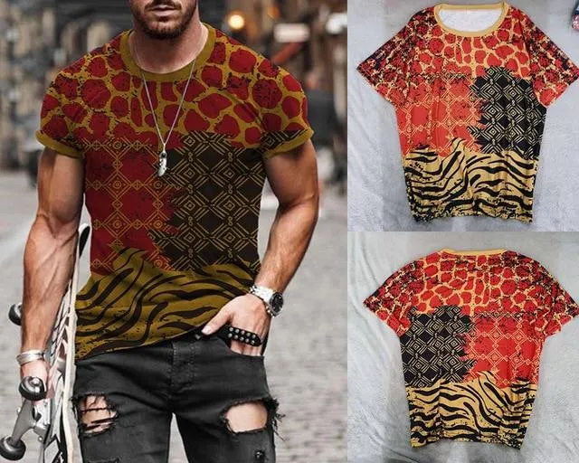 Men Vintage Printed Crew Neck T Shirts