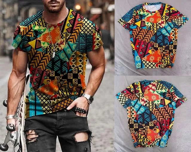 Men Vintage Printed Crew Neck T Shirts