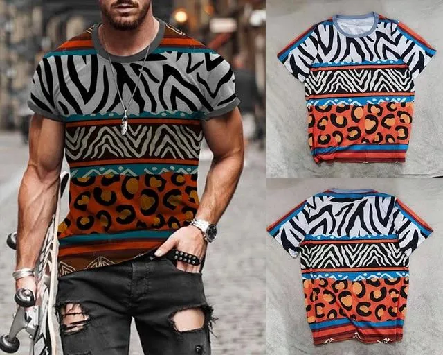 Men Vintage Printed Crew Neck T Shirts