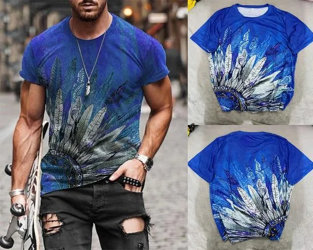 Men Vintage Printed Crew Neck T Shirts