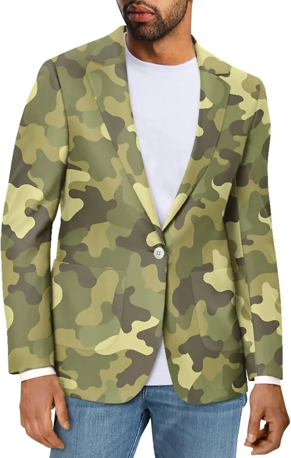 Men's Blazer Jacket Casual One Button Fit Holiday Business Suit with Pockets 8 Sizes for Party