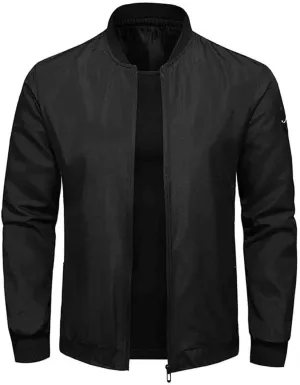 Men's Bomber Jacket Lightweight Casual Spring Fall Windbreaker Zip Up Coat with Pocket Mens Flight Jacket Plus Size