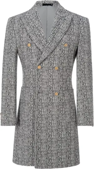Mens Casual Blazer Coats Wool Blend Men Trench Coat Jacket Double Breasted Classic Warm Men's Sport Coats