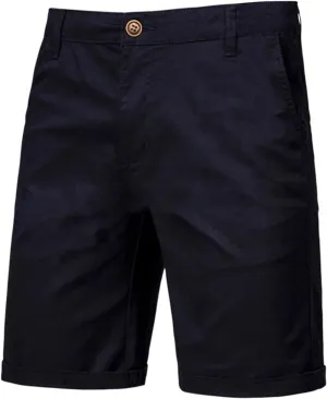 Men's Casual Chino Shorts Solid Straight Leg Cargo Shorts Flat Front Stretch Pants Slim Fit Summer Pants with Pockets