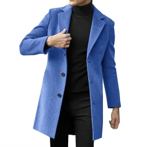 Men's Casual Trench Coat Slim Fit Spread Collar Long Sleeve Jacket Thicken Overcoat Plus Size Vintage Breasted Pea Coat