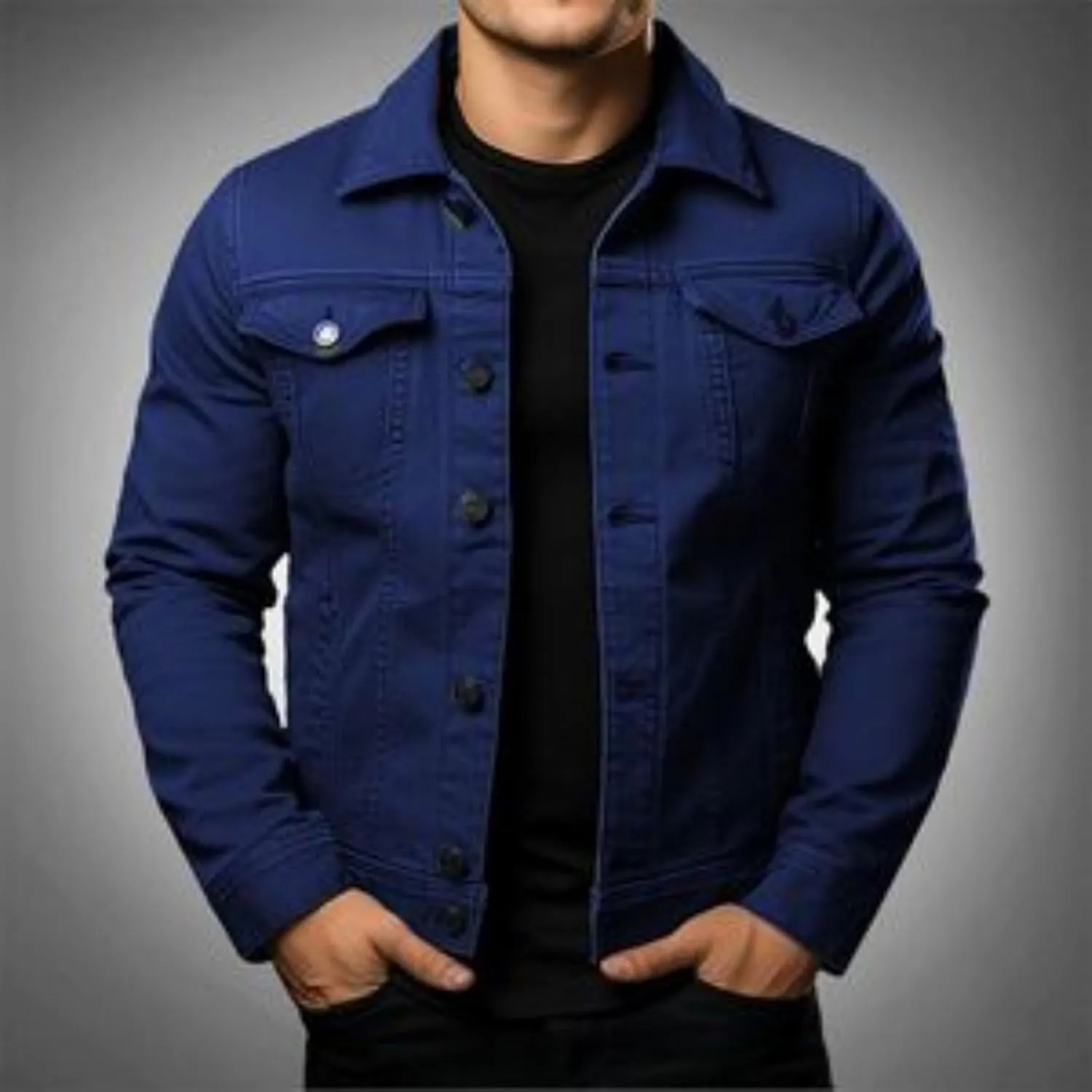 Mens Denim Jacket Lightweight Casual Lapel Button Down Cozy Shirts Jackets Fall Winer Cargo Jean Jacket with Pocket