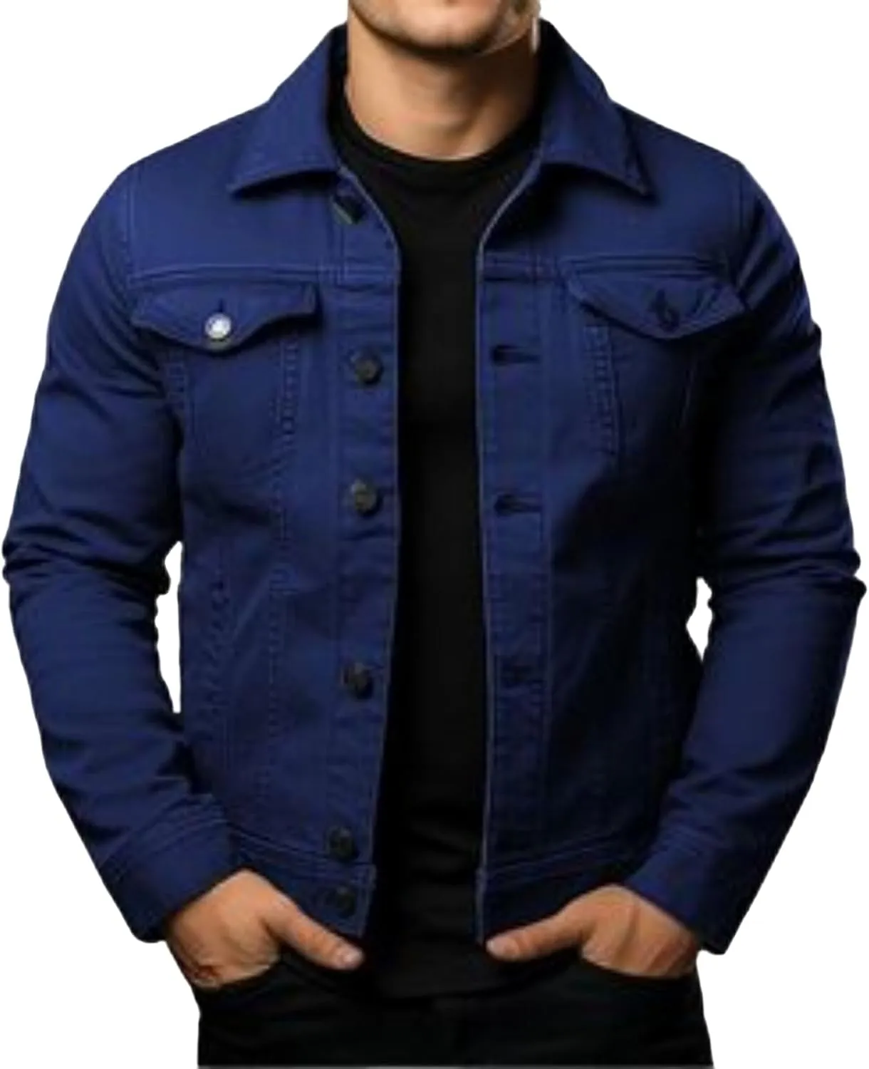 Mens Denim Jacket Lightweight Casual Lapel Button Down Cozy Shirts Jackets Fall Winer Cargo Jean Jacket with Pocket