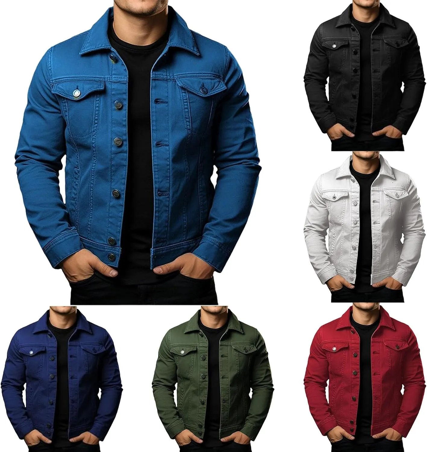 Mens Denim Jacket Lightweight Casual Lapel Button Down Cozy Shirts Jackets Fall Winer Cargo Jean Jacket with Pocket