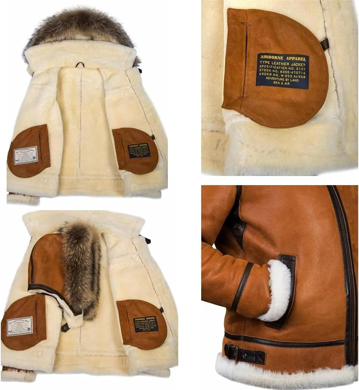 Mens Faux Suede Shearling Leather Coat Zipper Fur Hooded Sherpa Lined Brown Winter Thicken Warm Jacket Outwear Pocket