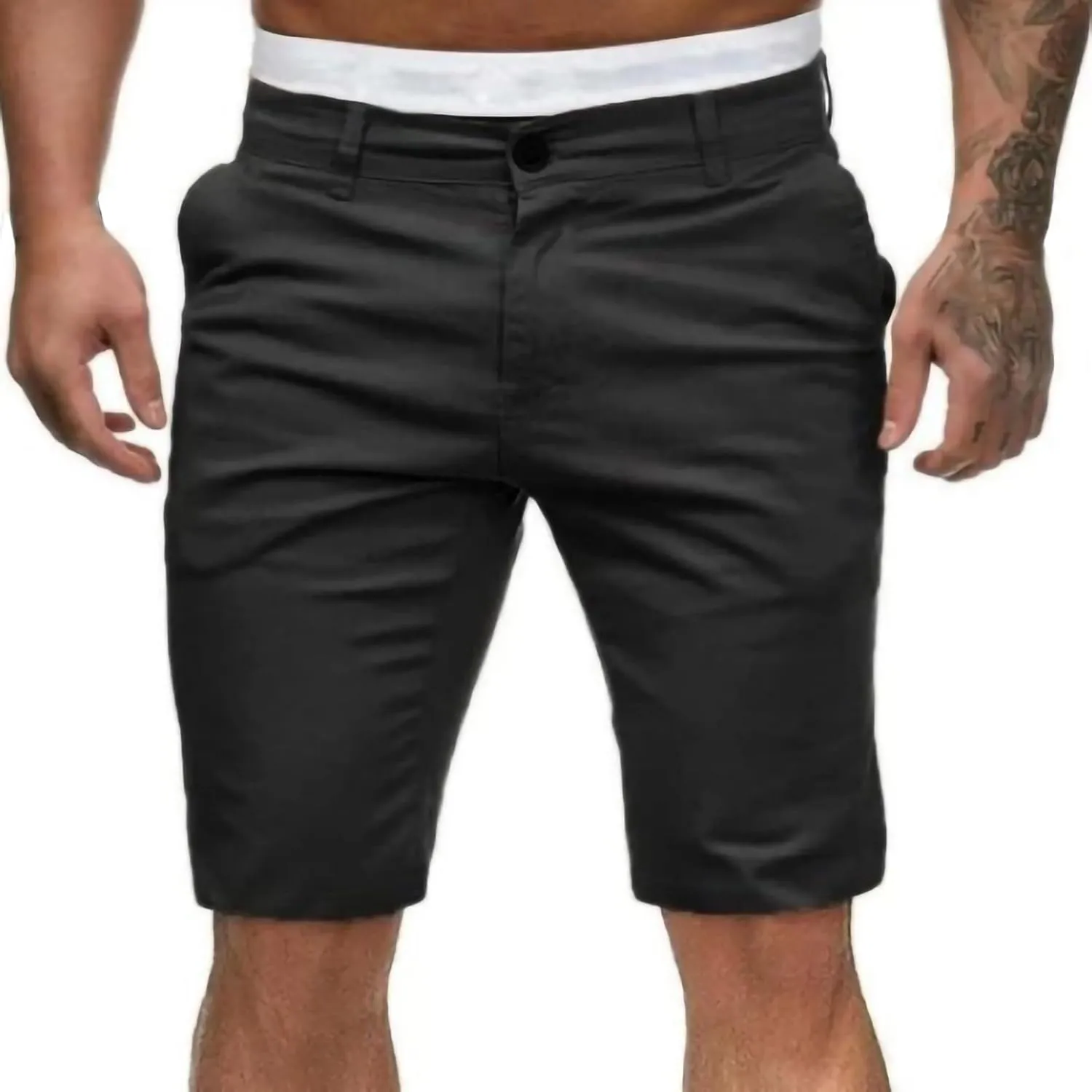 Mens Flat Front Golf Chino Shorts Comfort Slim Fit 10" Work Dress Shorts Summer Casual Beach Short Pants with Pockets