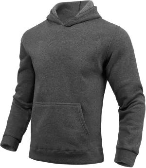 Men's Hooded Sweatshirts Long Sleeve Lightweight Hoodie Solid Color Casual Pullover Tops with Pocket
