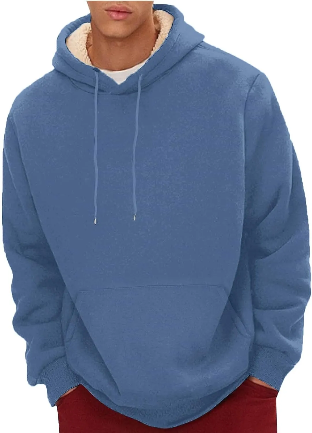 Mens Hoodies Heavyweight Fleece Lined Hoodie Warm Winter Pullover Thermal Hooded Sweatshirt with Kangaroo Pocket