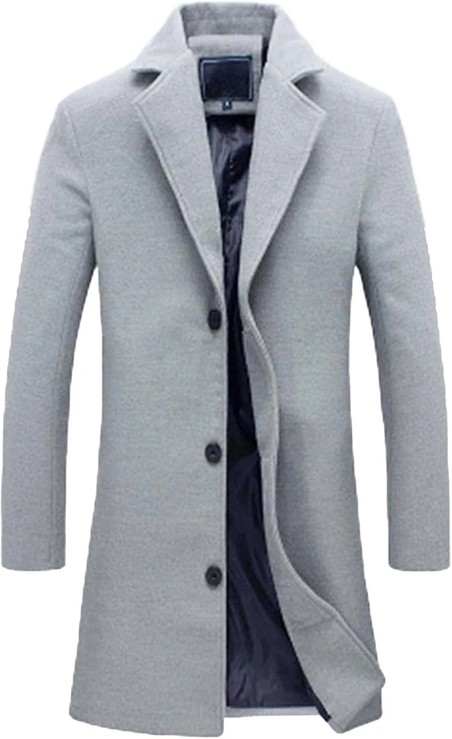 Men's Oversized Casual Notched Collar Long Pea Coats Single Breasted Business Overcoats Warm Thicken Trench Coats