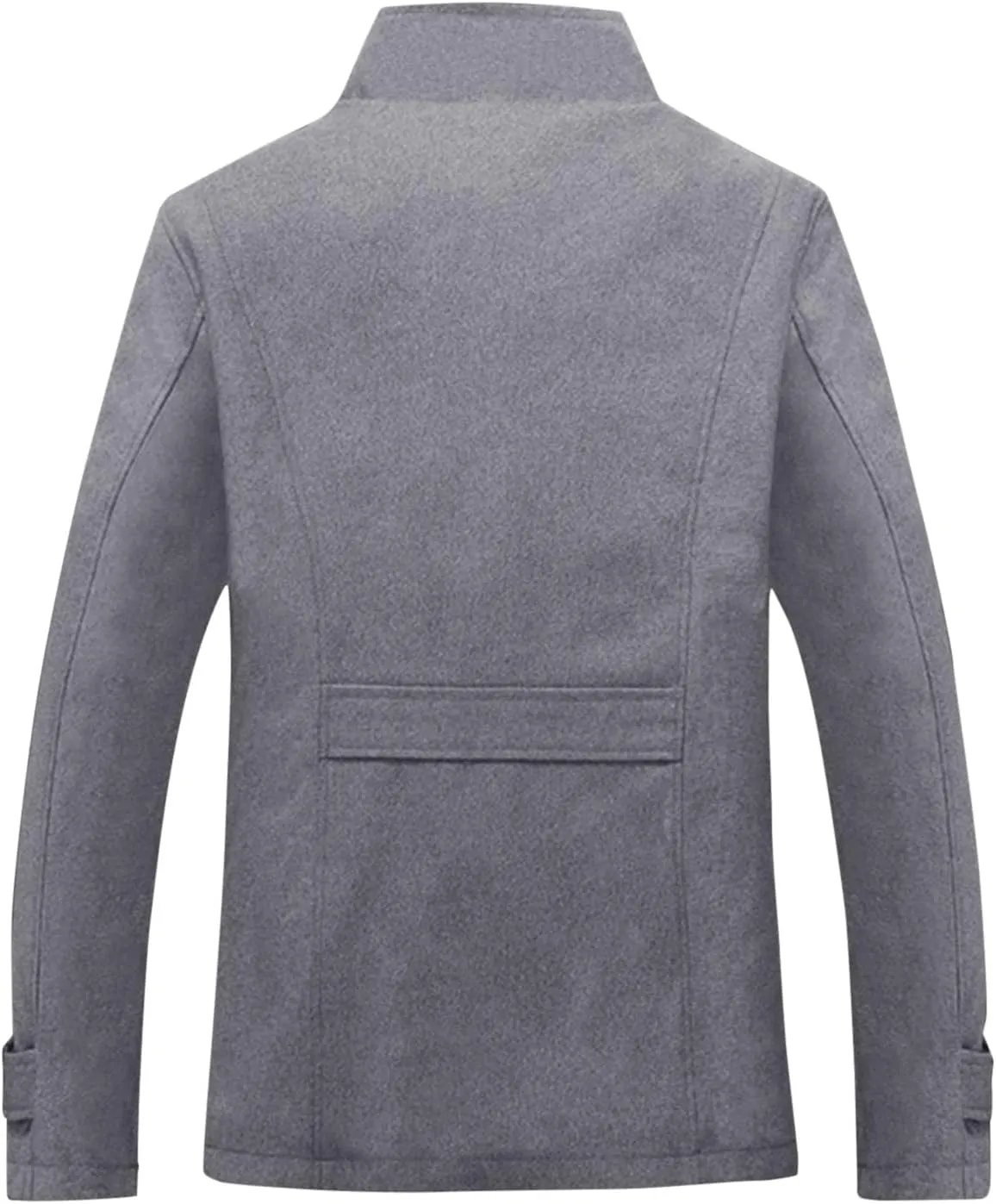 Men's Pea Coats Stand Collar Single-Breasted Trench Jackets Fall Winter Zipper Pocket Work Dress Overcoat Plus Size