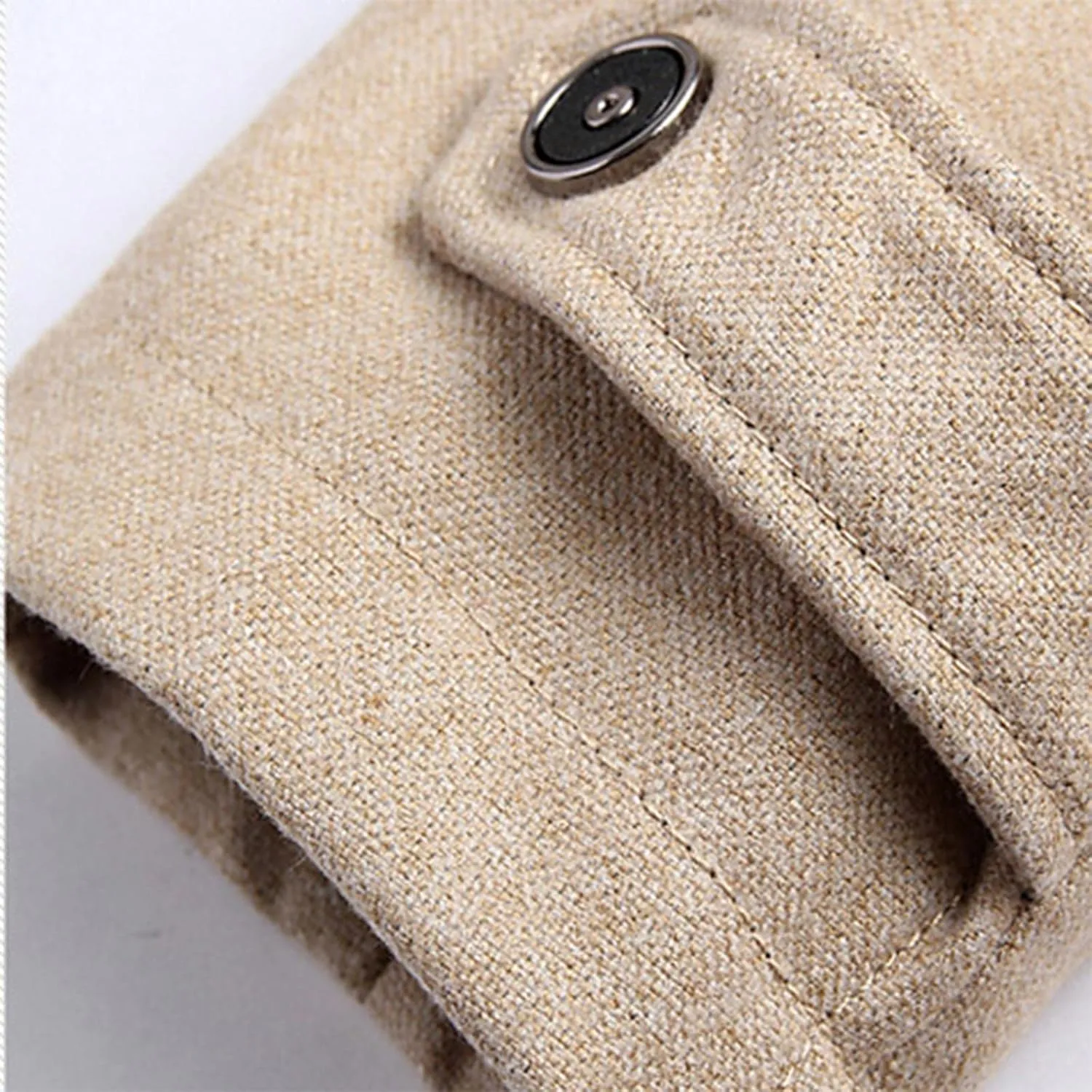 Men's Pea Coats Stand Collar Single-Breasted Trench Jackets Fall Winter Zipper Pocket Work Dress Overcoat Plus Size