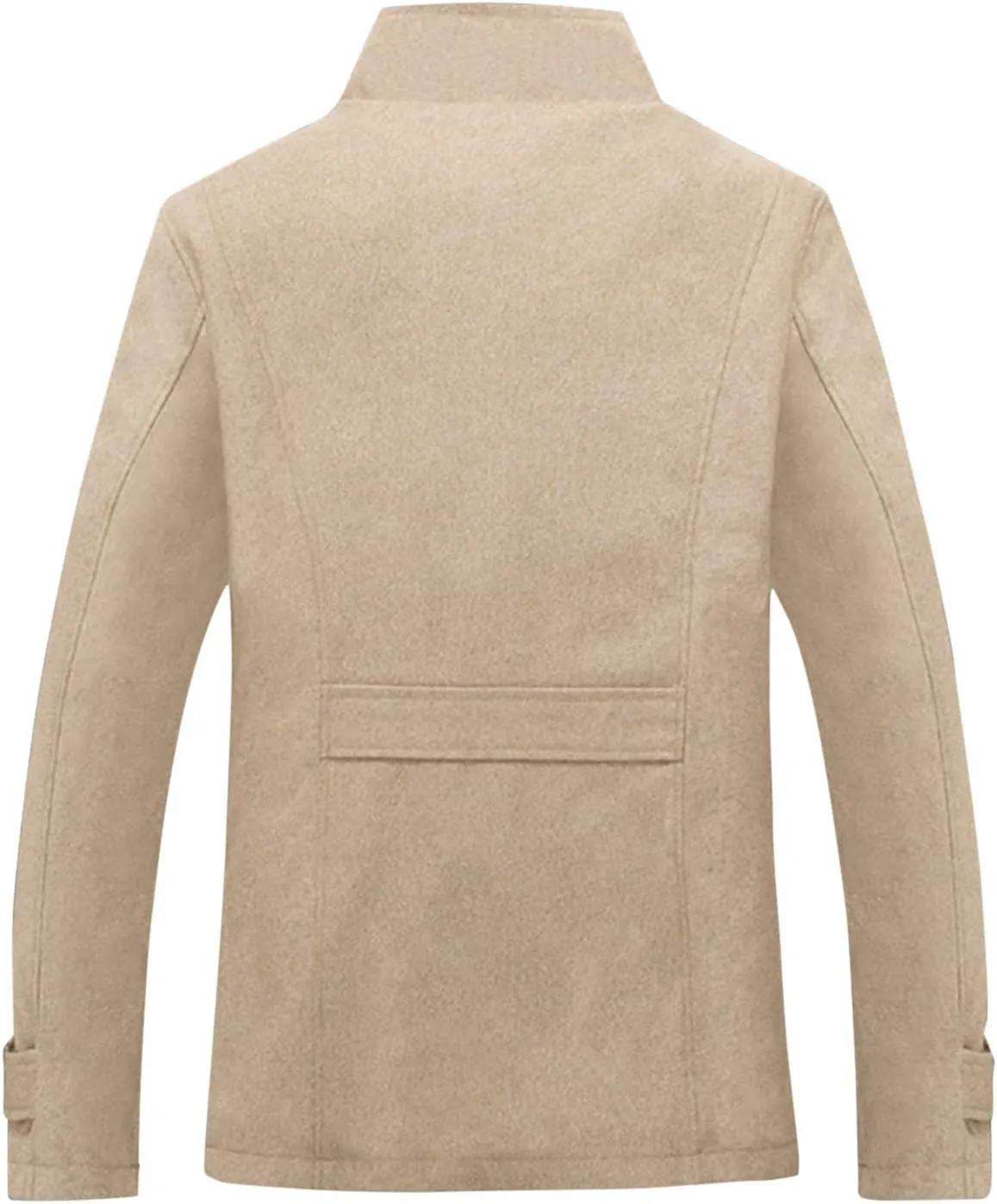 Men's Pea Coats Stand Collar Single-Breasted Trench Jackets Fall Winter Zipper Pocket Work Dress Overcoat Plus Size