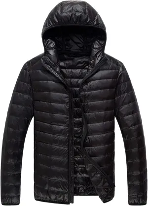 Men's Puffer Jackets Warm Puffy Lightweight Down Jacket Windproof Packable Quilted Coat Hoodless Winter Parka