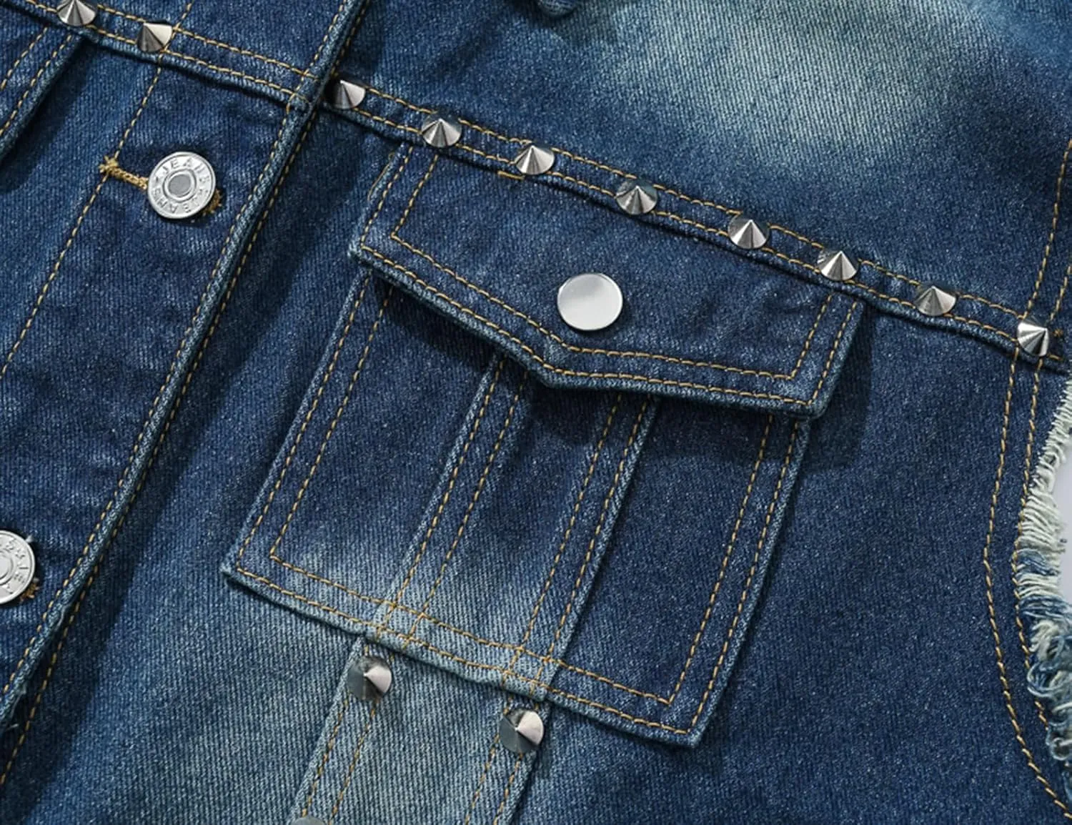 Men's Punk Denim Vest Sleeveless Jean Jackets With Rivets