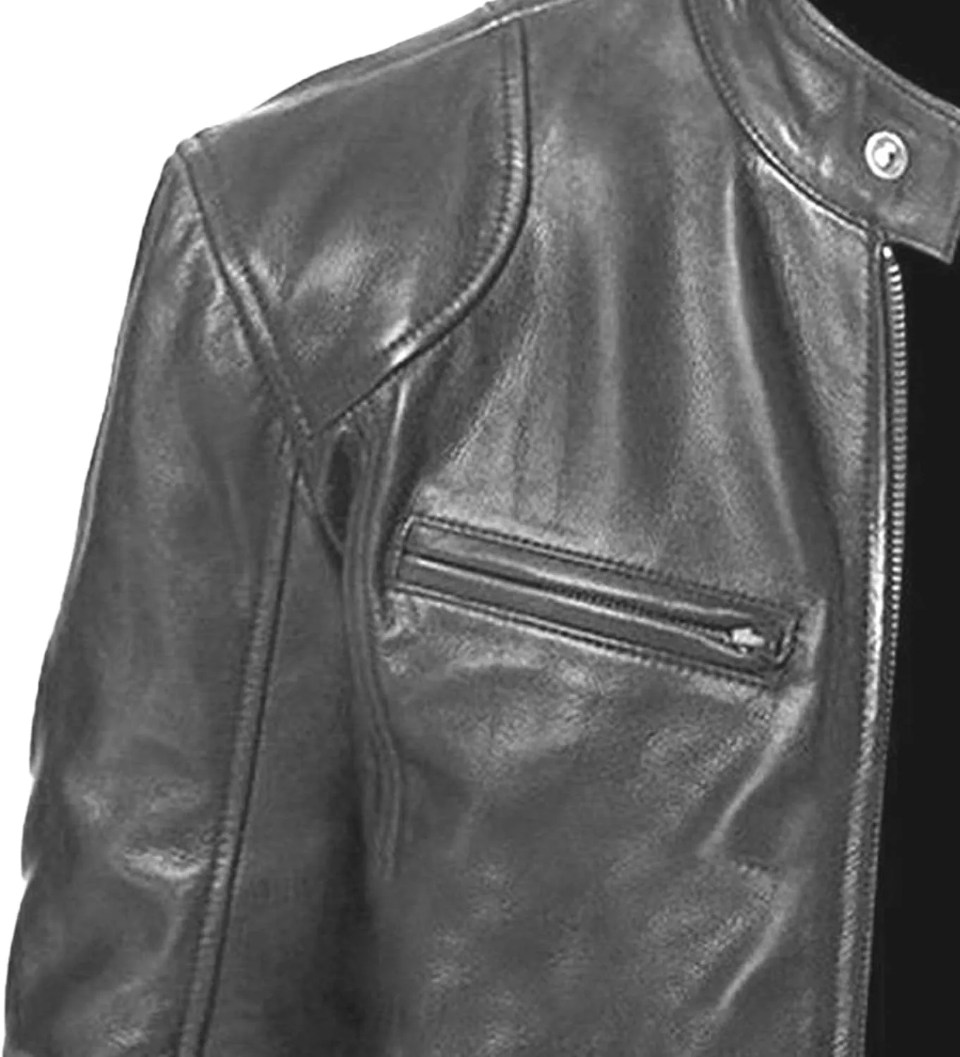 Mens Stand Collar Leather Jacket Casual Biker Motorcycle PU Jackets Slim Fit Motorcyle Lightweight Coat