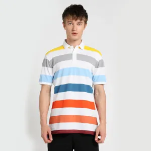 Men's Stripe Polo T-Shirt - White