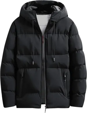 Men's Winter Coats Thermal Puffer Jacket Zip Up Thicken Warm Padded Jacket Windproof Waterproof Cotton Down Coats