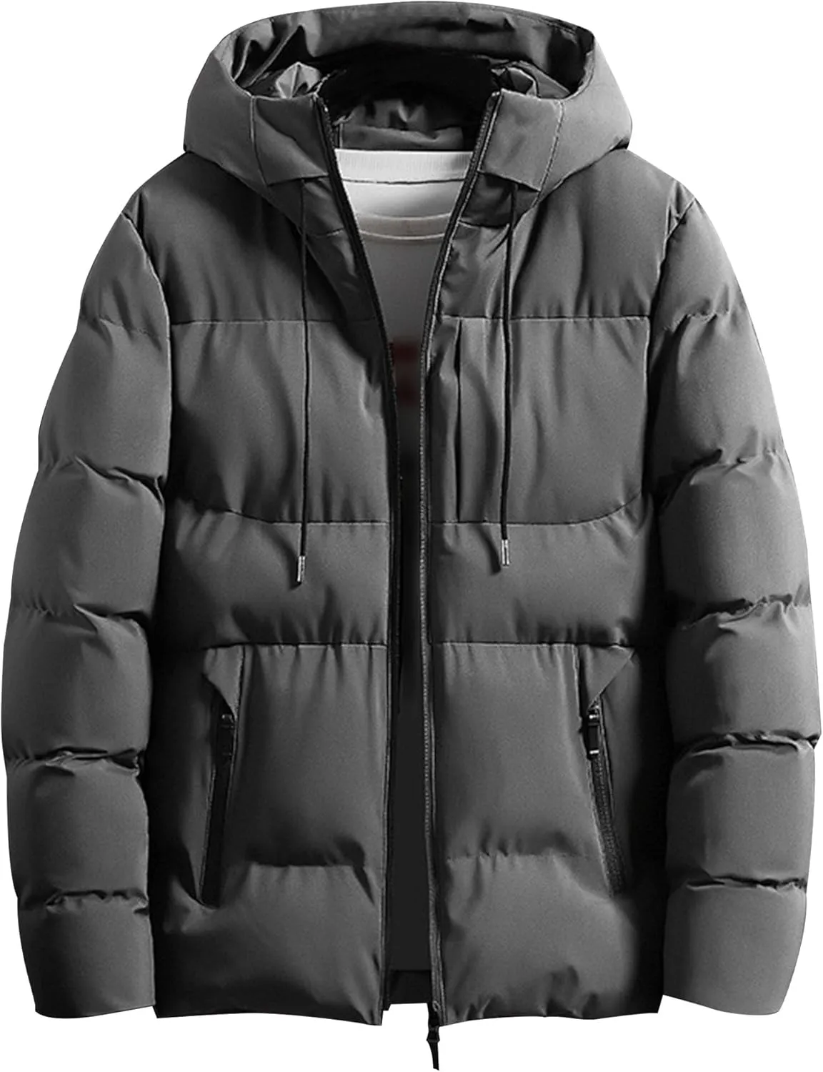 Men's Winter Coats Thermal Puffer Jacket Zip Up Thicken Warm Padded Jacket Windproof Waterproof Cotton Down Coats