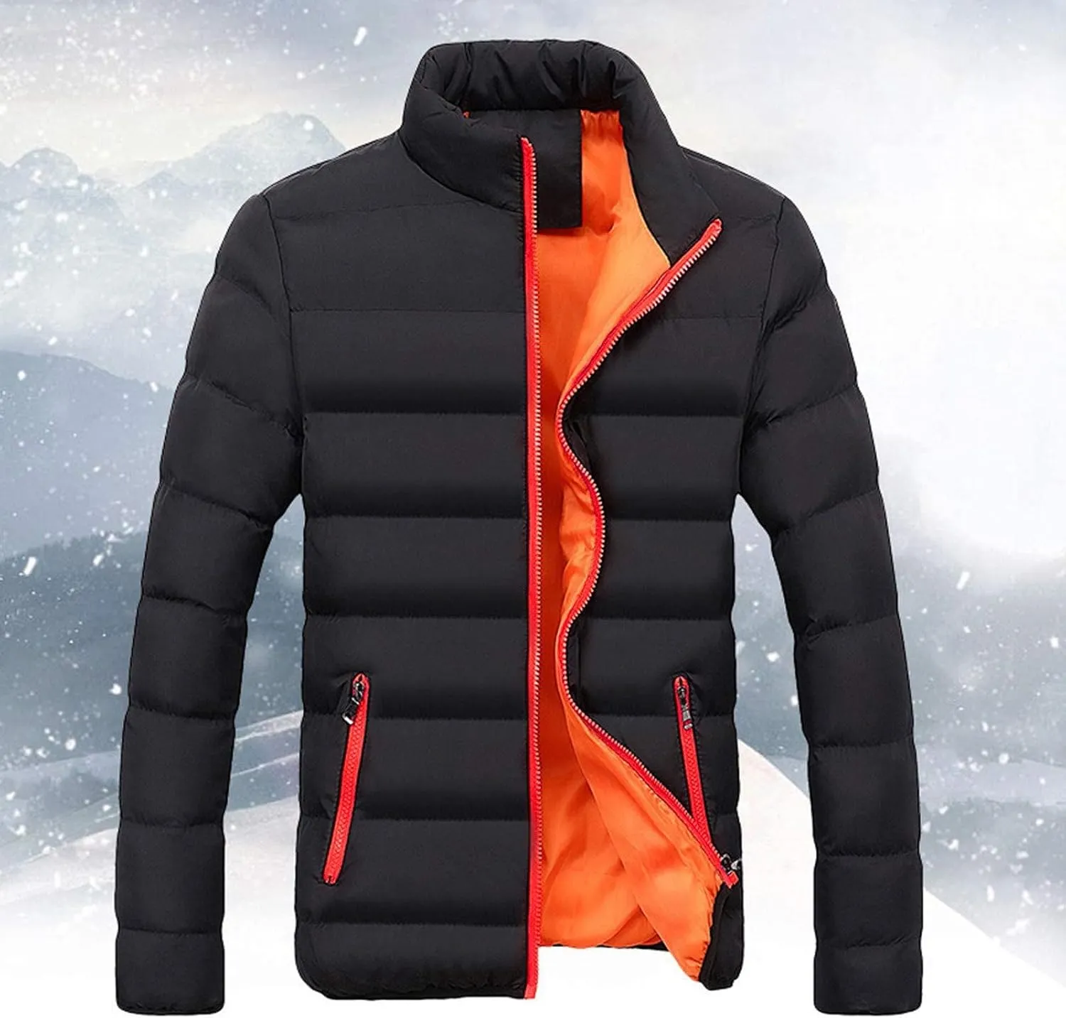 Men's Winter Jackets Lightweight Puffer Quilted Jacket Zip up Padded Coat Packable Down Jacket Insulated Jacket