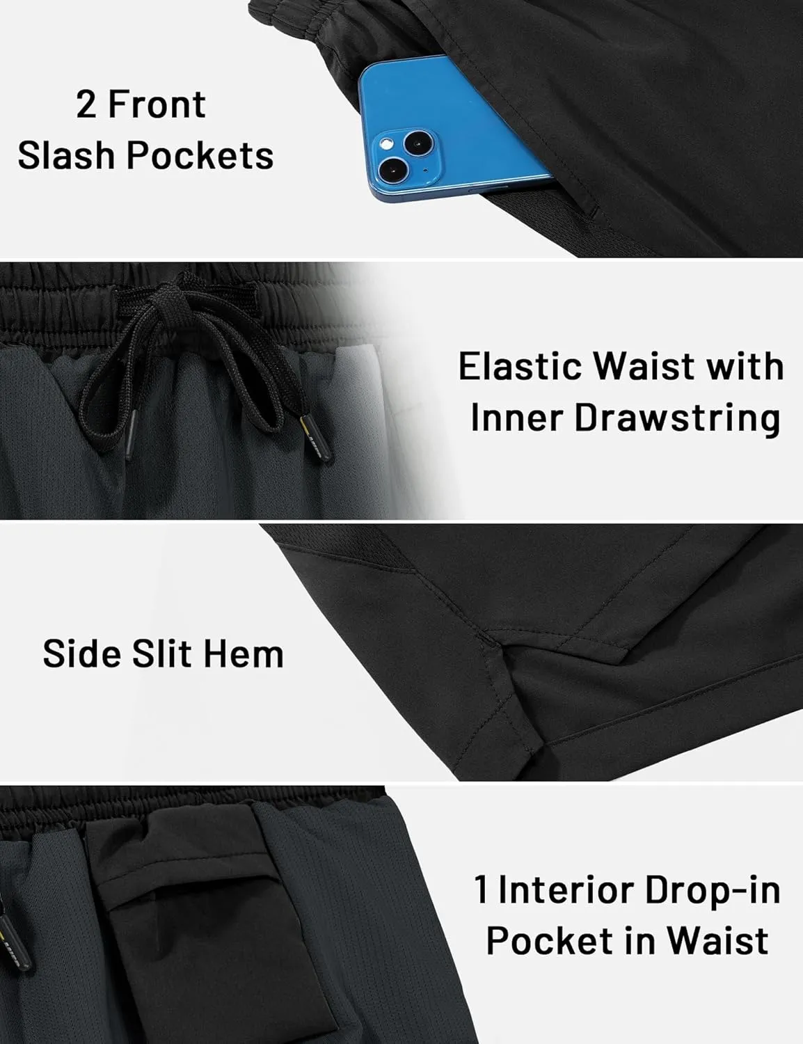MIER Mens 3 Inch Shorts for Athletic Running Dry Fit Lightweight Workout Gym Active Shorts with Brief Liner, Pockets