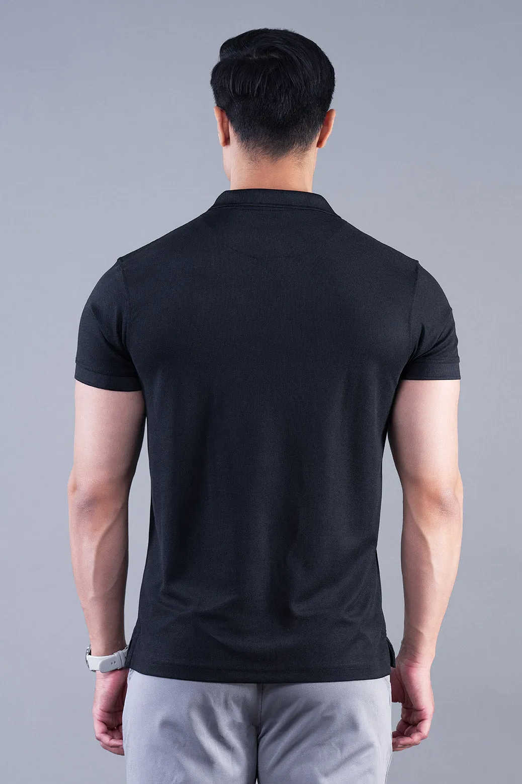 MINIMAL BUZZ CLASSIC POLO T-SHIRTS - BLACK