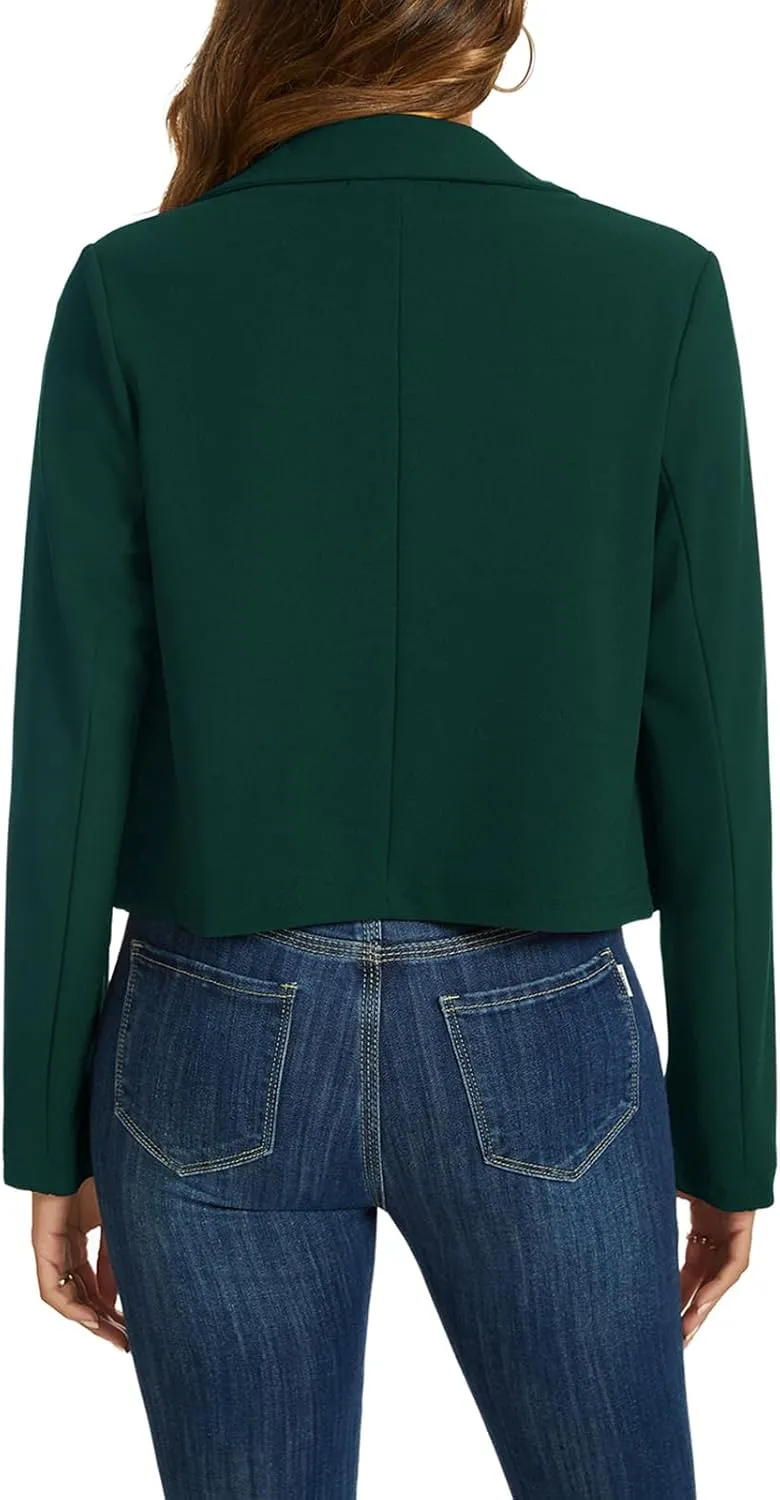 MINTLIMIT Cropped Blazers for Women Business Casual Long Sleeve Open Front Suit Jacket Work Office Blazer