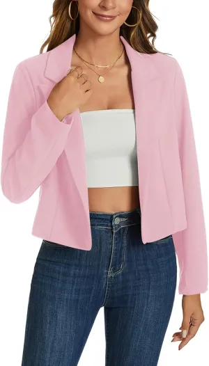 MINTLIMIT Cropped Blazers for Women Business Casual Long Sleeve Open Front Suit Jacket Work Office Blazer