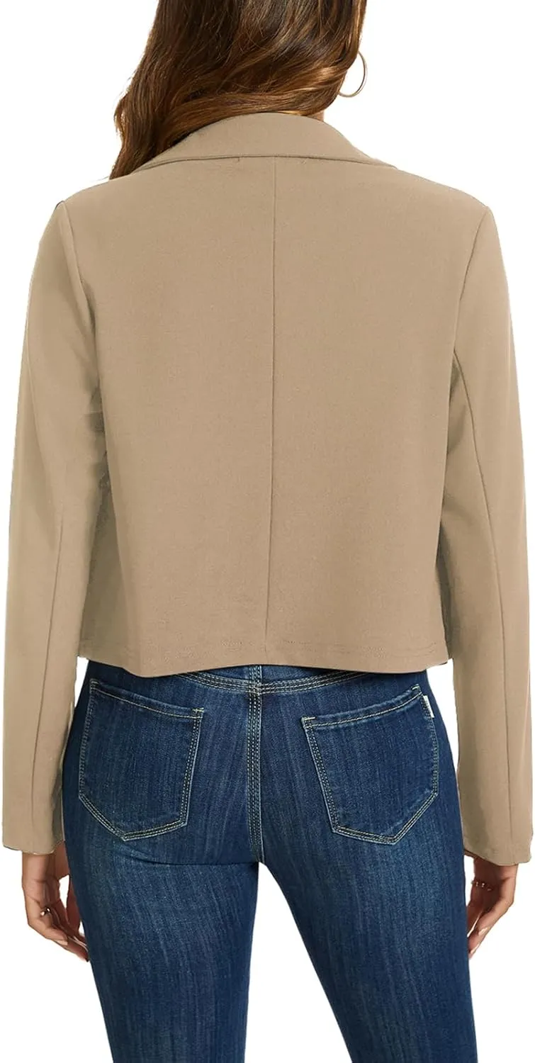 MINTLIMIT Cropped Blazers for Women Business Casual Long Sleeve Open Front Suit Jacket Work Office Blazer