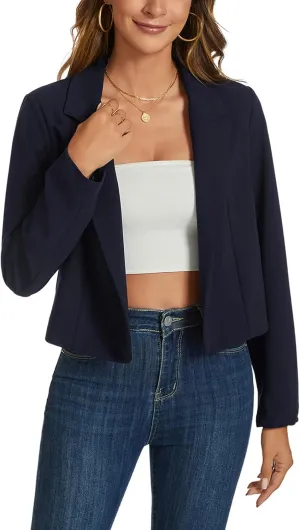 MINTLIMIT Cropped Blazers for Women Business Casual Long Sleeve Open Front Suit Jacket Work Office Blazer