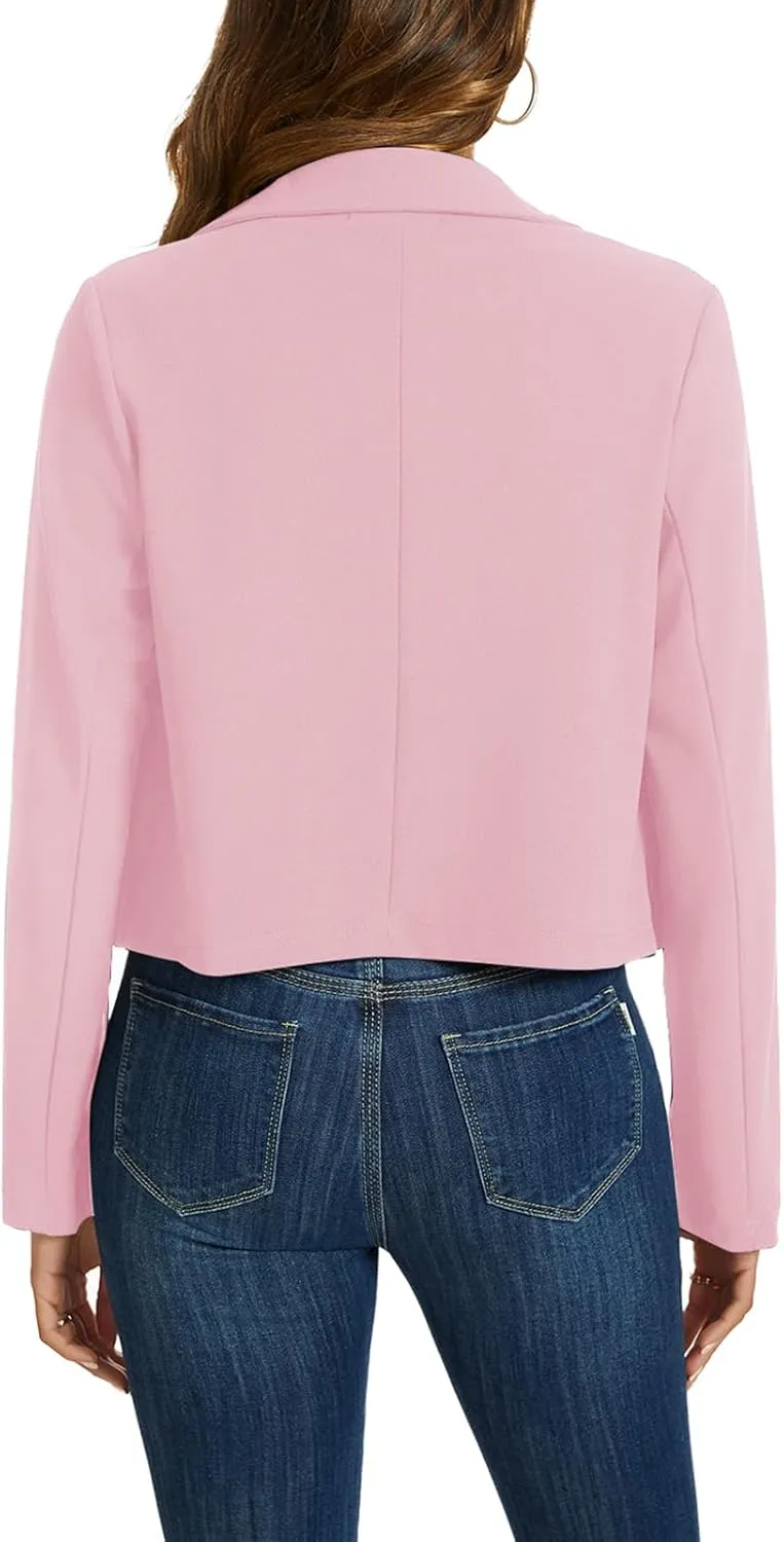 MINTLIMIT Cropped Blazers for Women Business Casual Long Sleeve Open Front Suit Jacket Work Office Blazer