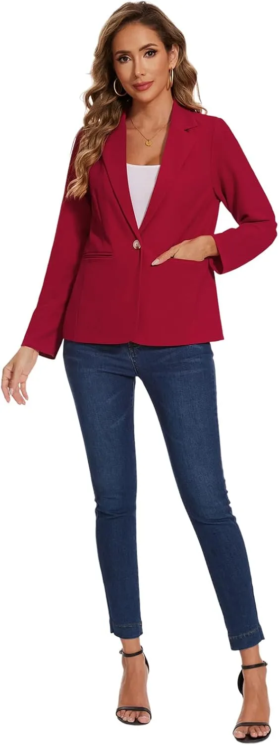 MINTLIMIT Women's Blazer Long Sleeve Notch Lapel Casual Work Office Button Open Front Blazer with Pockets