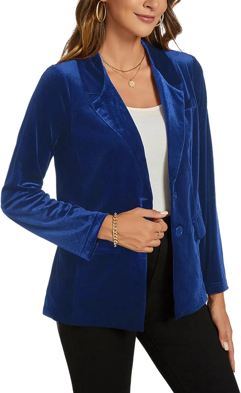 MINTLIMIT Womens Velvet Blazer Suit Jacket Long Sleeve Notched Lapel Button Coat Work Office Blazer Jacket with Pockets