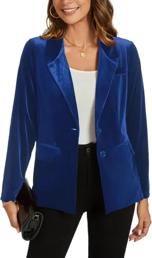 MINTLIMIT Womens Velvet Blazer Suit Jacket Long Sleeve Notched Lapel Button Coat Work Office Blazer Jacket with Pockets