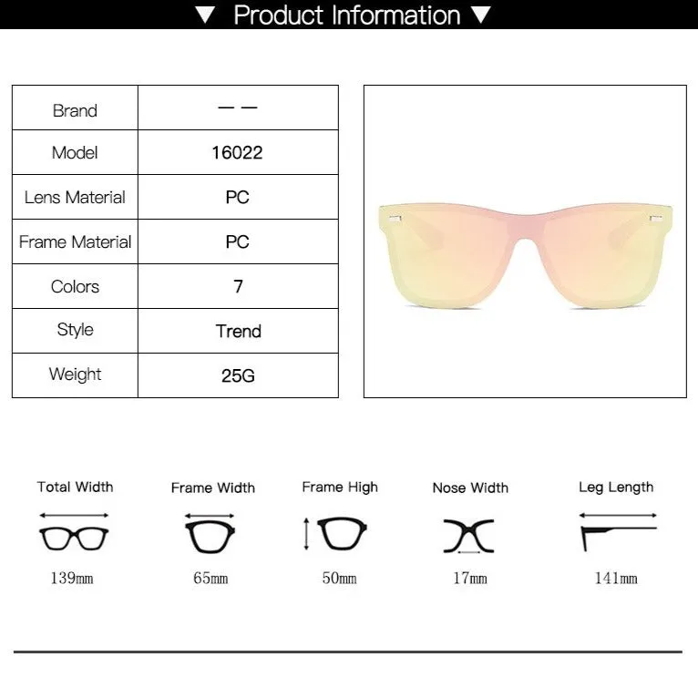 Mirror Rimless Square Sunglasses