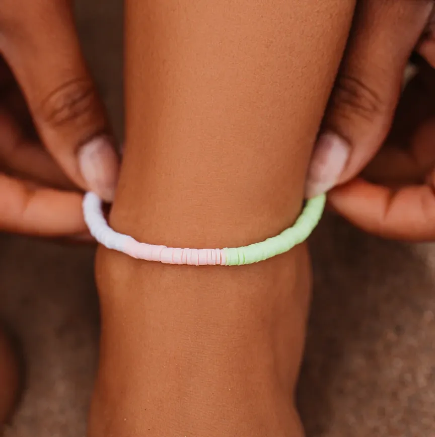 Mixed Heshi Stretch Anklet - Pastel