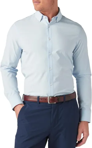 Mizzen Main Leeward Performance Men's Long-Sleeve Dress Shirt - Wrinkle-Resistant, 4-Way Stretch, Trim Fit